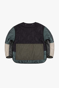 Patchwork Quilt Jacket - Anthracite & Mineral Green / Dark Olive