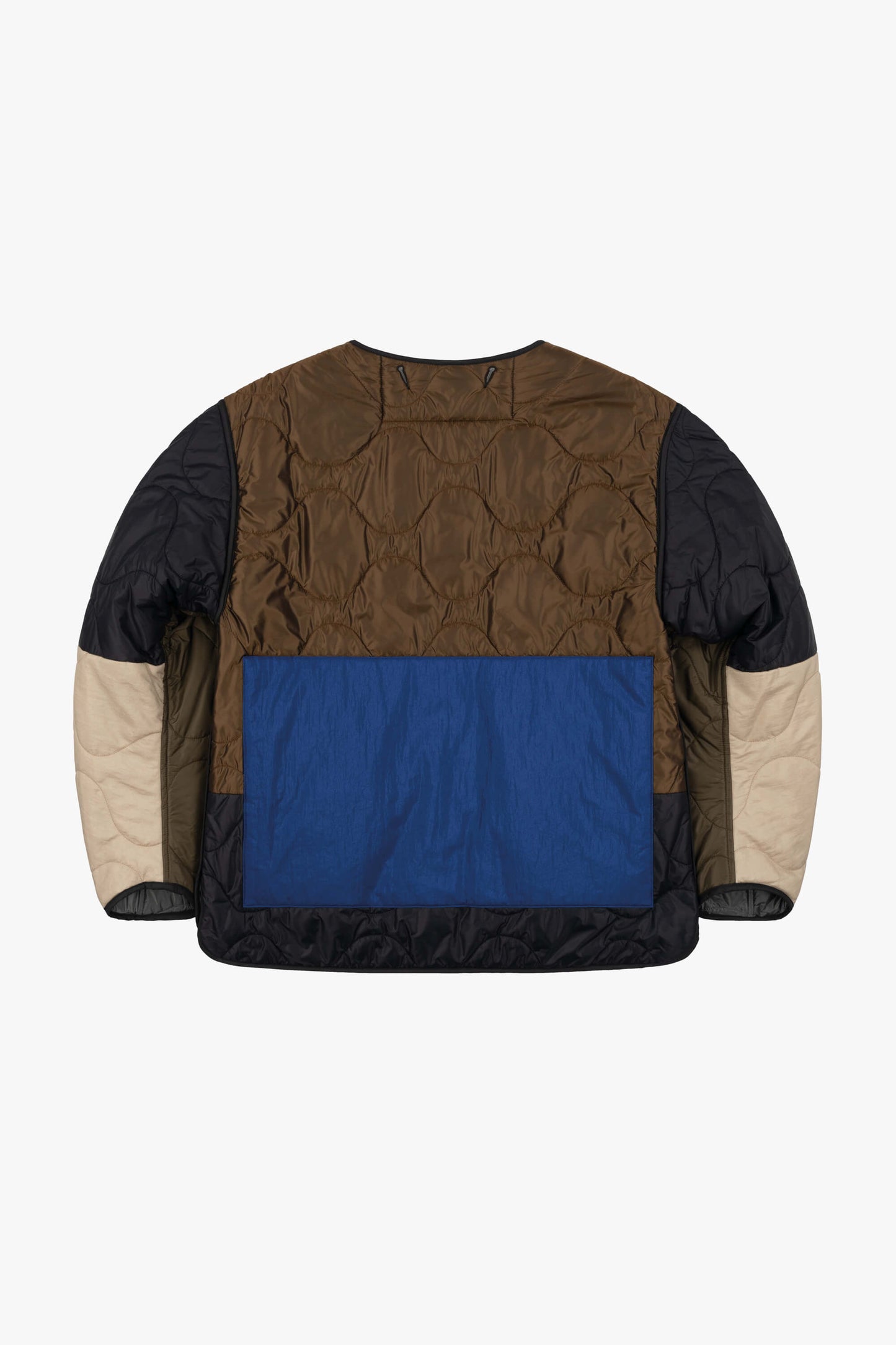 Patchwork Quilt Jacket - Dark Olive & Cobalt / Anthracite