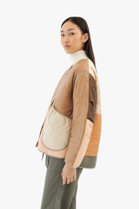 Patchwork Cropped Quilt Jacket - Mocha Brown / Burnt Orange