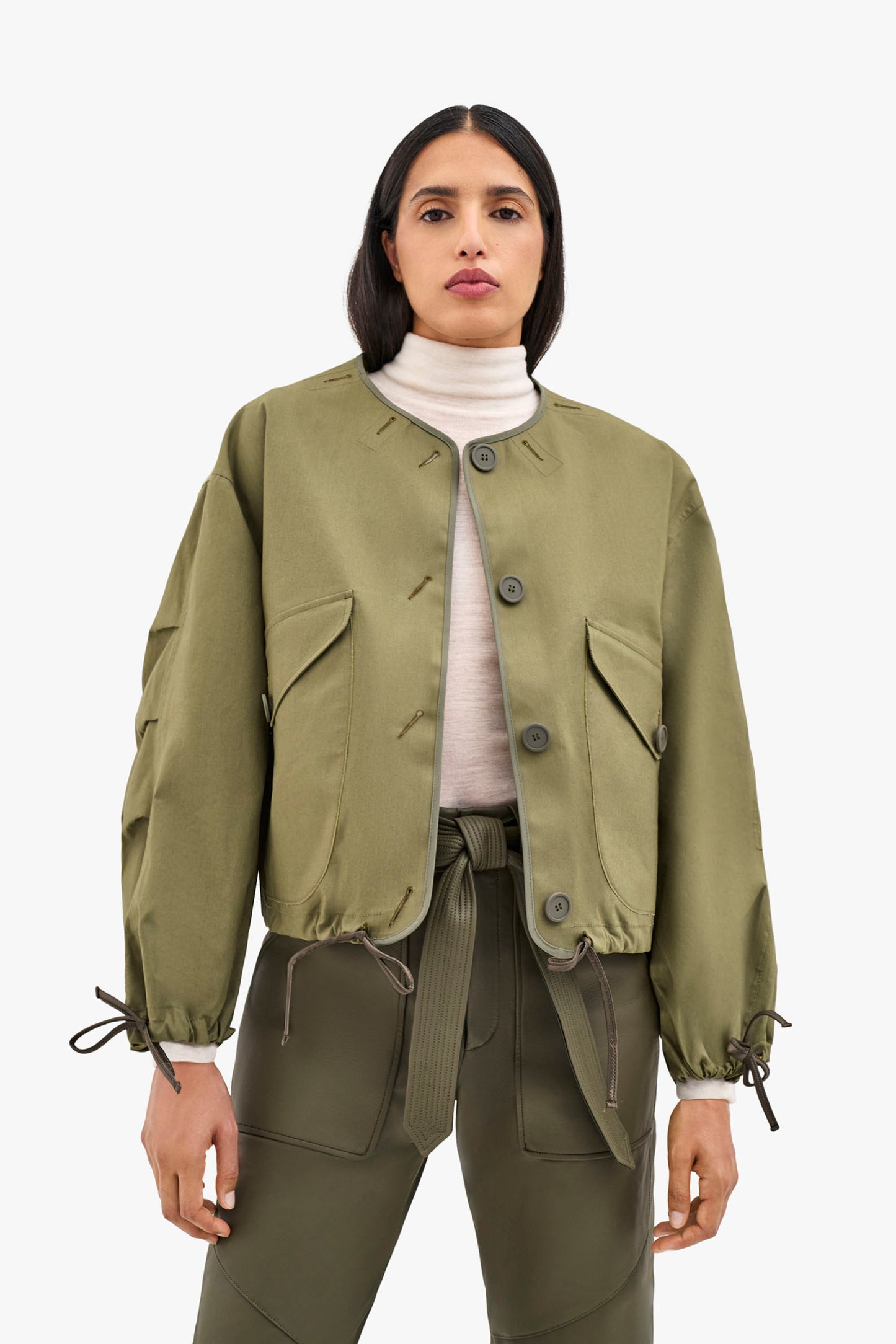 Bonded Rain Bomber - Pale Olive / Chartreuse