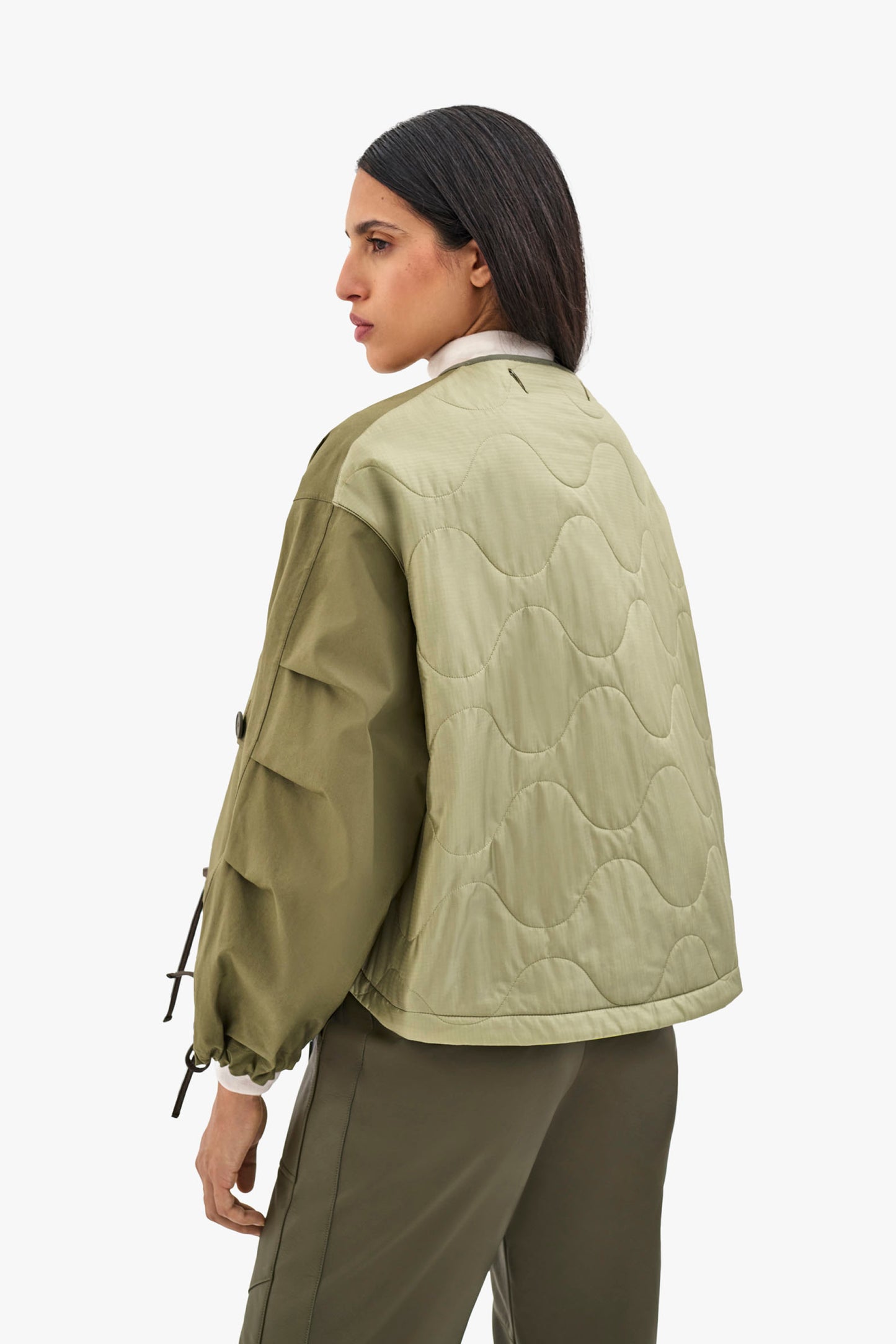 Bonded Rain Bomber - Pale Olive / Chartreuse