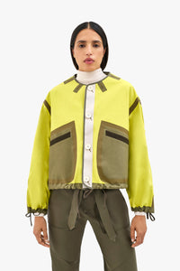 Bonded Rain Bomber - Pale Olive / Chartreuse