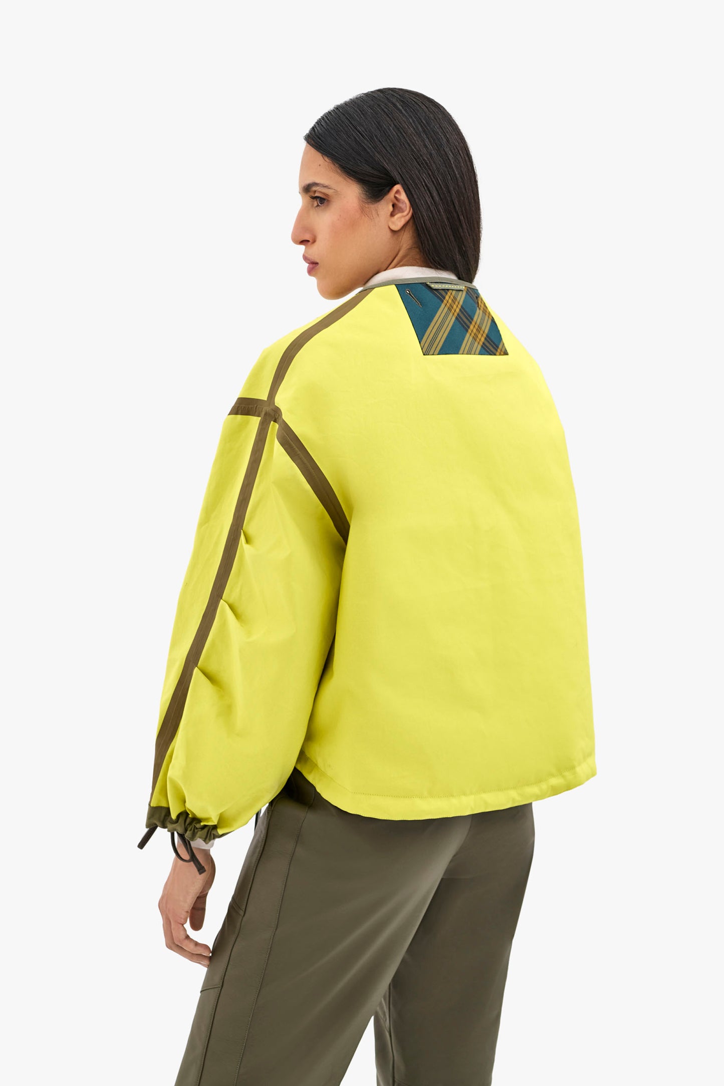 Bonded Rain Bomber - Pale Olive / Chartreuse