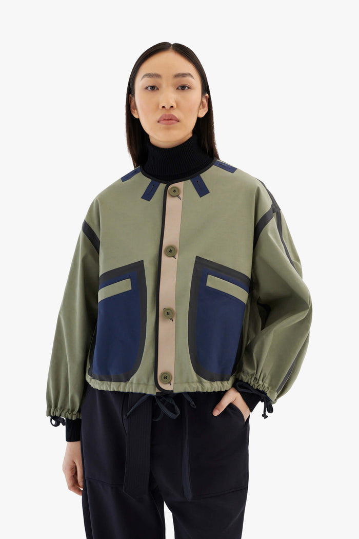 Bonded Rain Bomber - Bright Navy / Sage