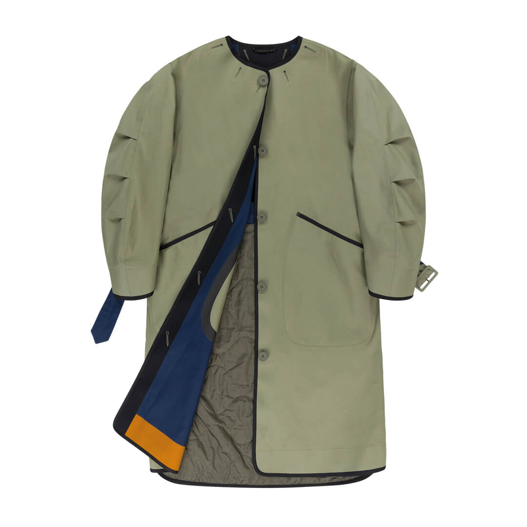 Bonded Patchwork Raincoat - Sage / Bright Navy