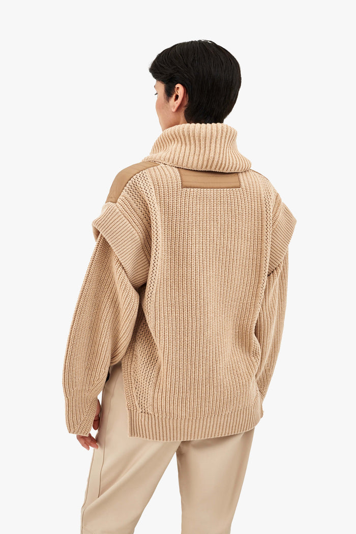 Convertible Rib Crew Jumper - Camel