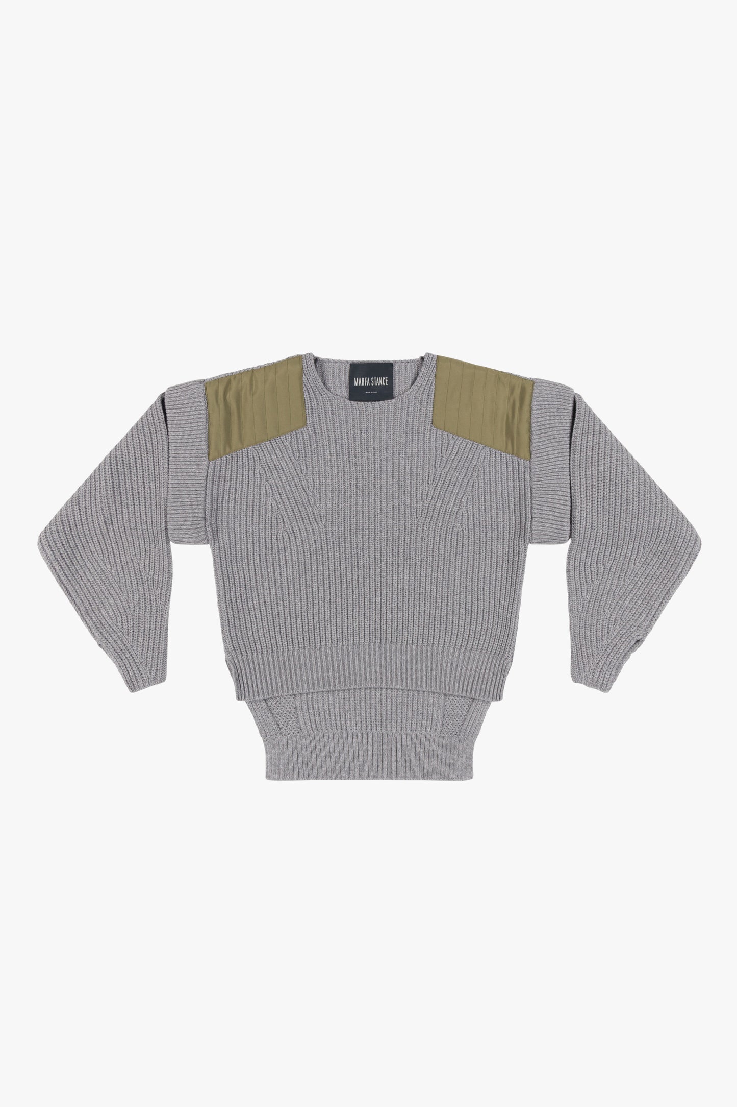 Convertible Rib Crew Jumper - Heather Grey