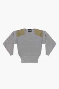 Convertible Rib Crew Jumper - Heather Grey