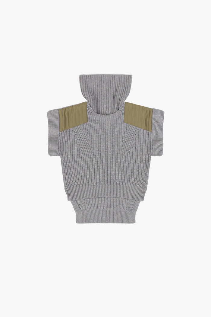 Convertible Rib Crew Jumper - Heather Grey