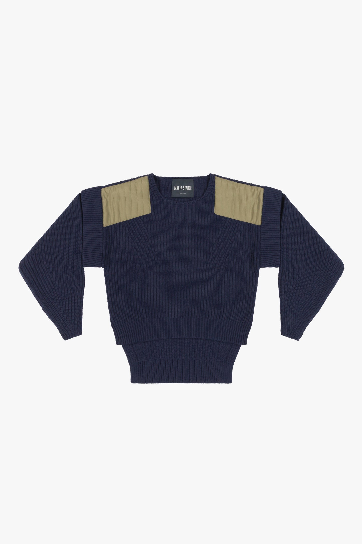 Convertible Rib Crew Jumper - Navy