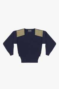 Convertible Rib Crew Jumper - Navy