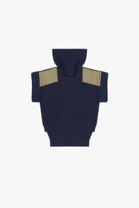 Convertible Rib Crew Jumper - Navy