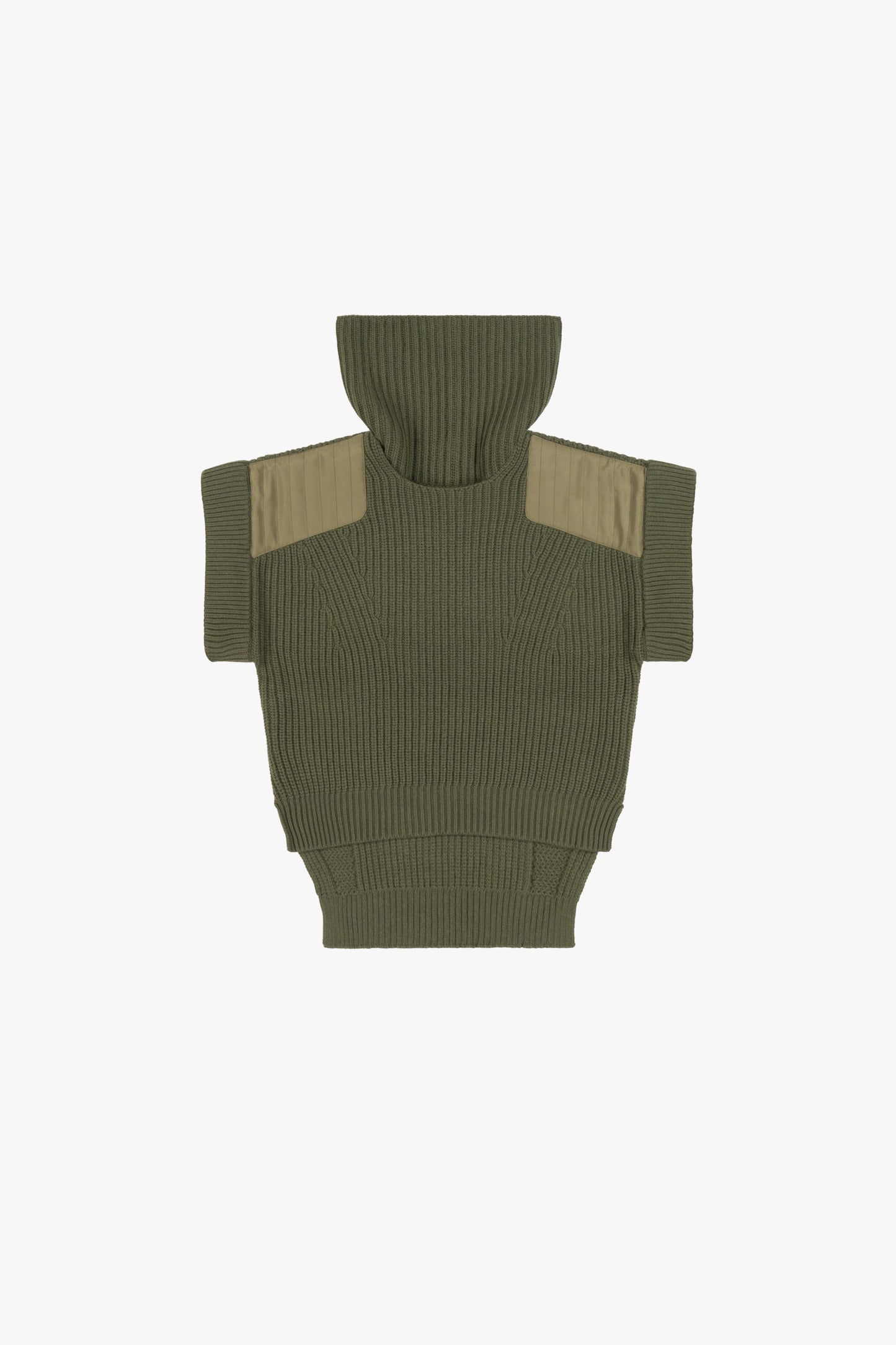 Convertible Rib Crew Jumper - Olive Green