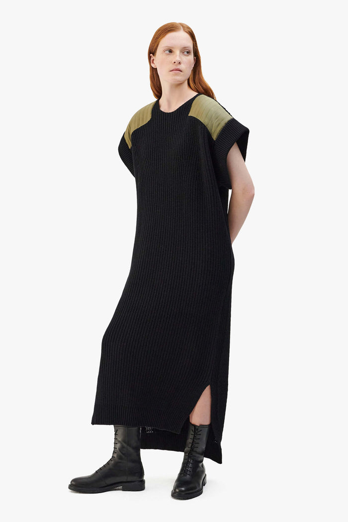 Convertible Rib Crew Dress - Jet Black