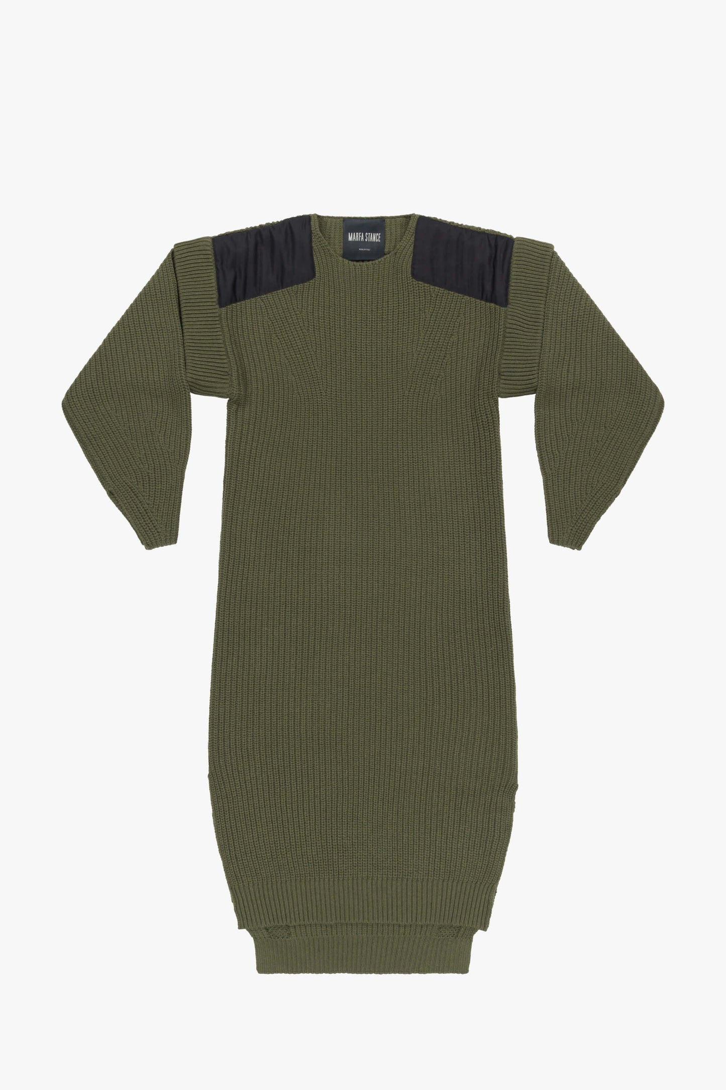 Convertible Rib Crew Dress - Olive Green