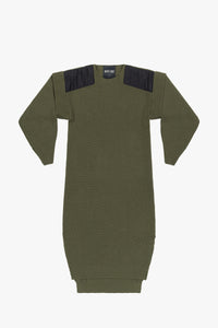 Convertible Rib Crew Dress - Olive Green