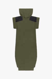 Convertible Rib Crew Dress - Olive Green