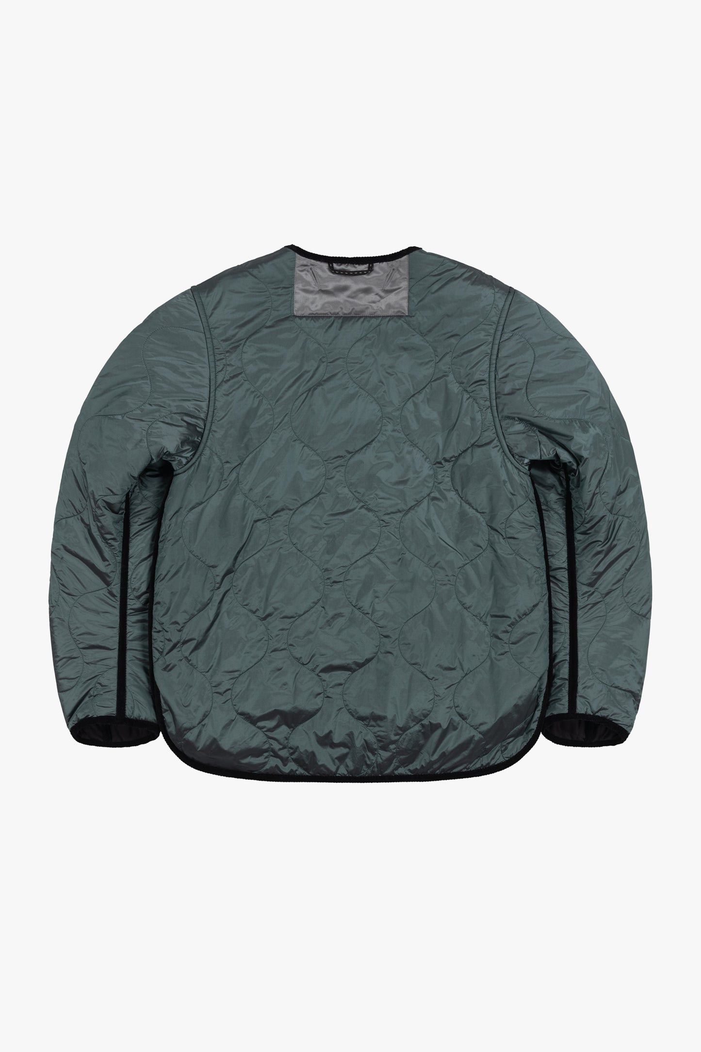 Satin Quilt Jacket - Black / Mineral Green