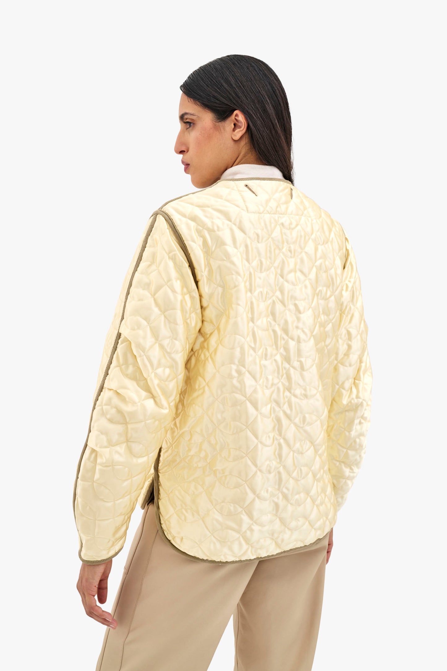 Satin Quilt Jacket - Ivory / Peat