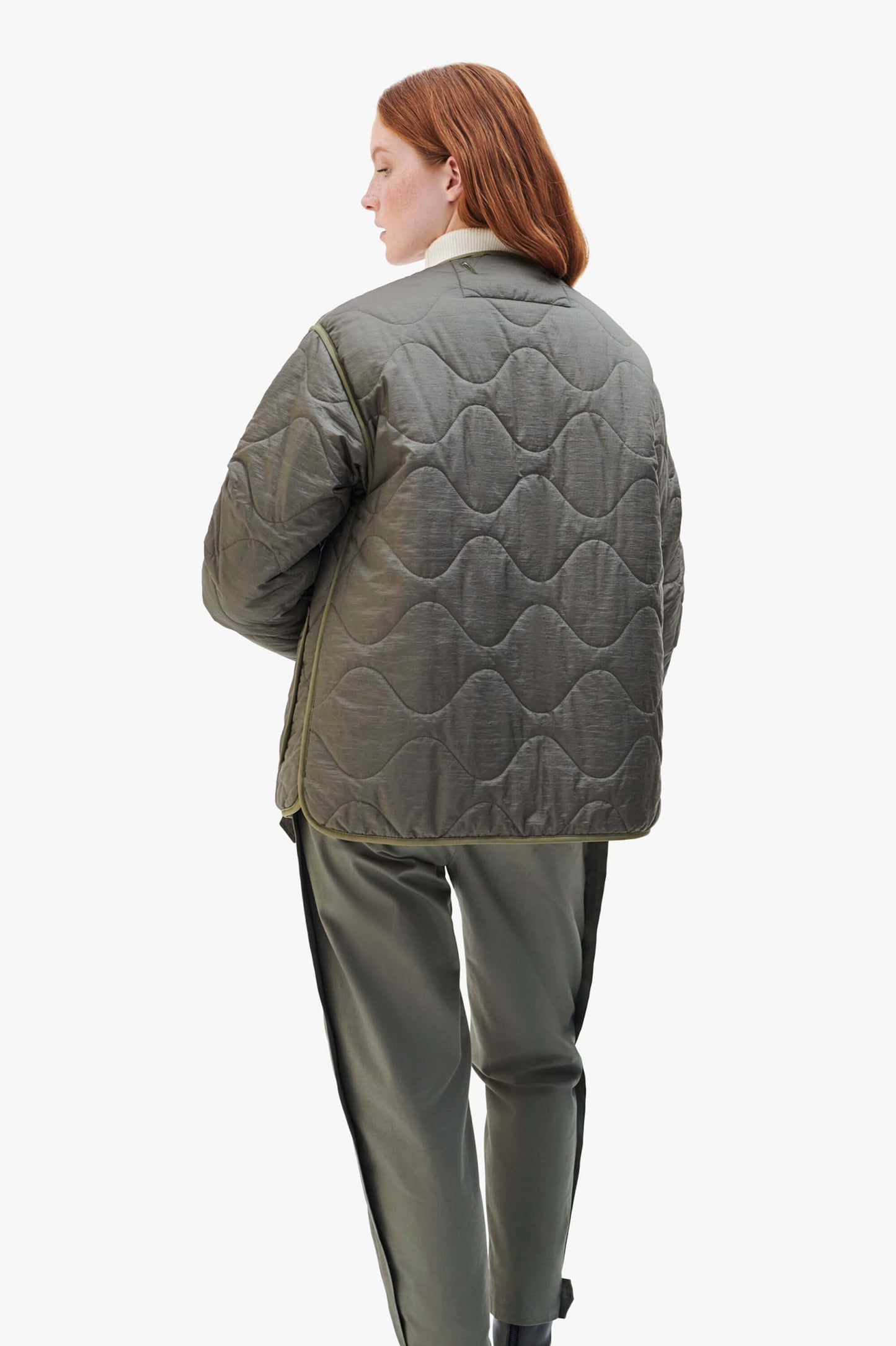 Shareable Quilt Jacket - Dark Olive / Burnt Orange