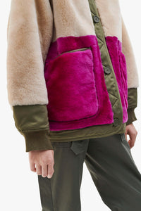 Shearling Quilt Bomber - Blush / Fuschia