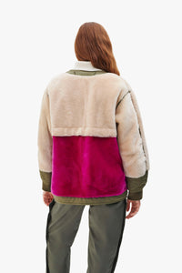 Shearling Quilt Bomber - Blush / Fuschia