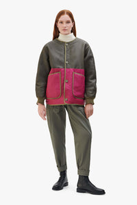 Shearling Quilt Bomber - Blush / Fuschia