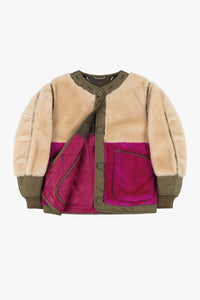 Shearling Quilt Bomber - Blush / Fuschia