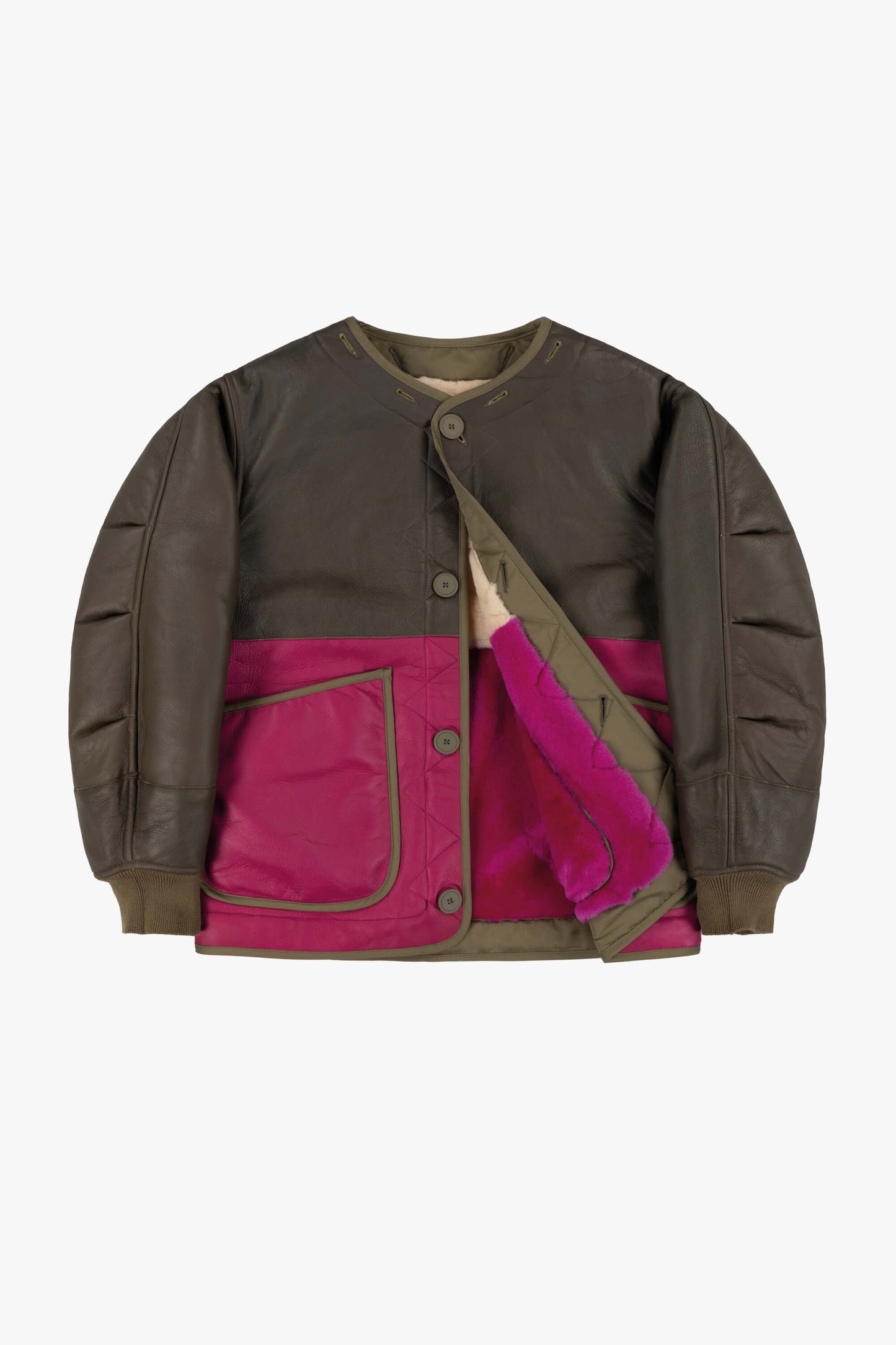 Shearling Quilt Bomber - Blush / Fuschia