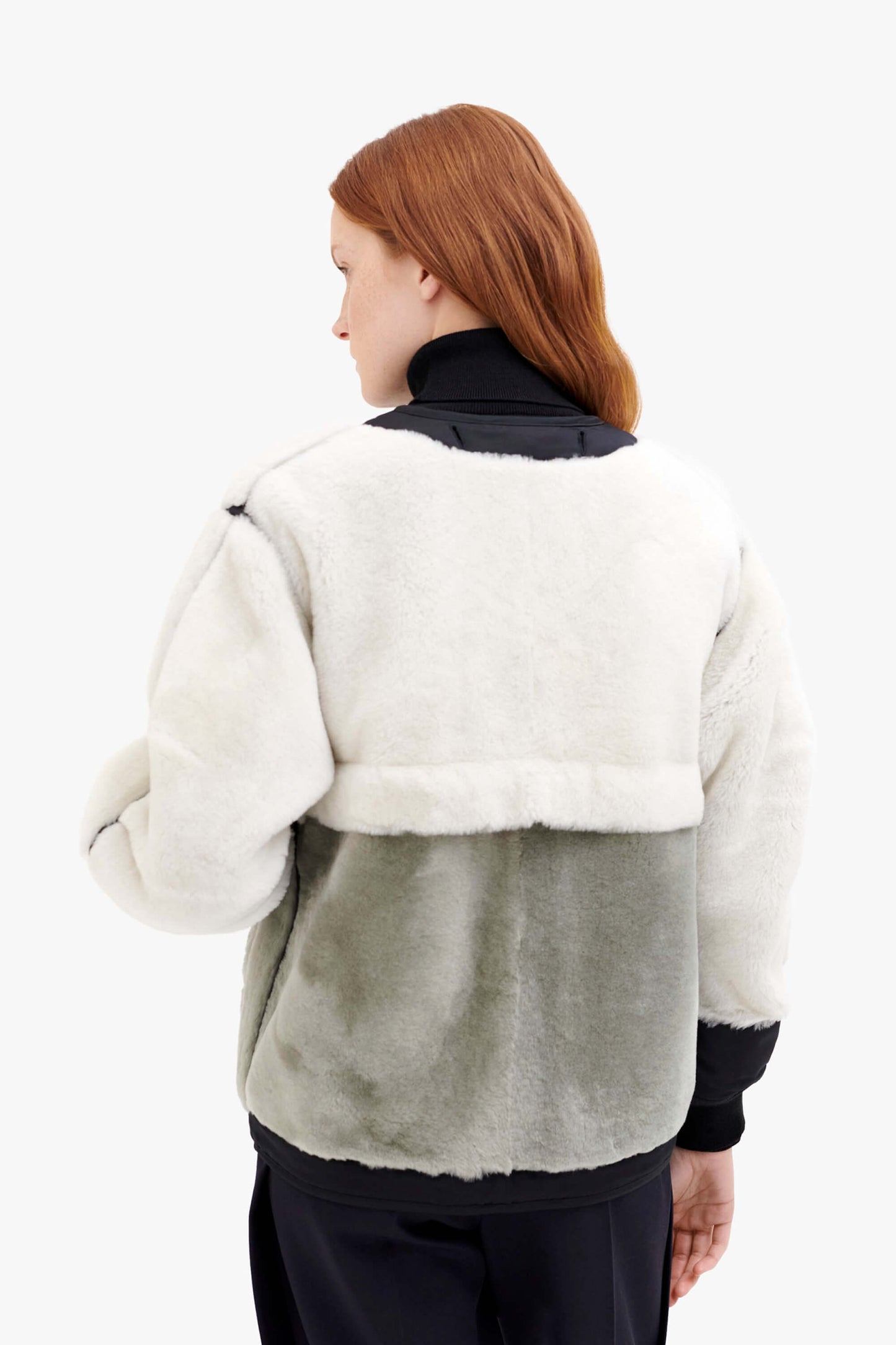 Shearling Quilt Bomber - Natural / Black