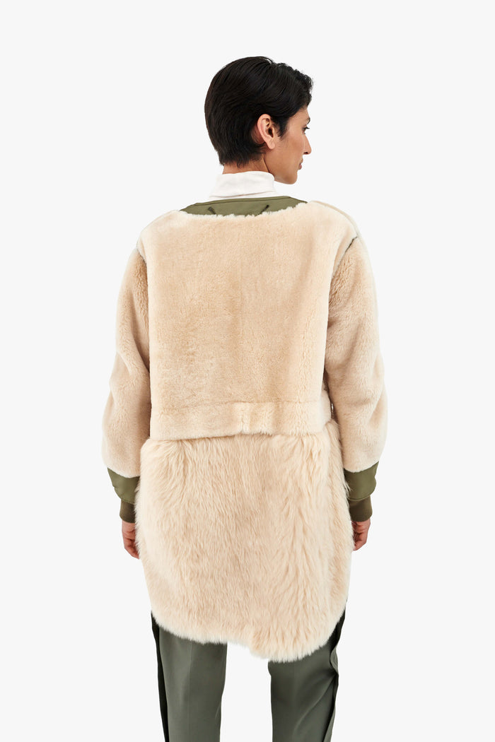 Shearling Coat - Blush / Dark Olive