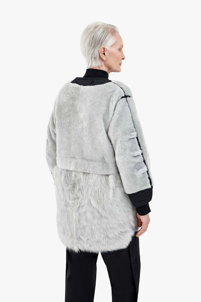 Shearling Coat - Pale Grey / Anthracite