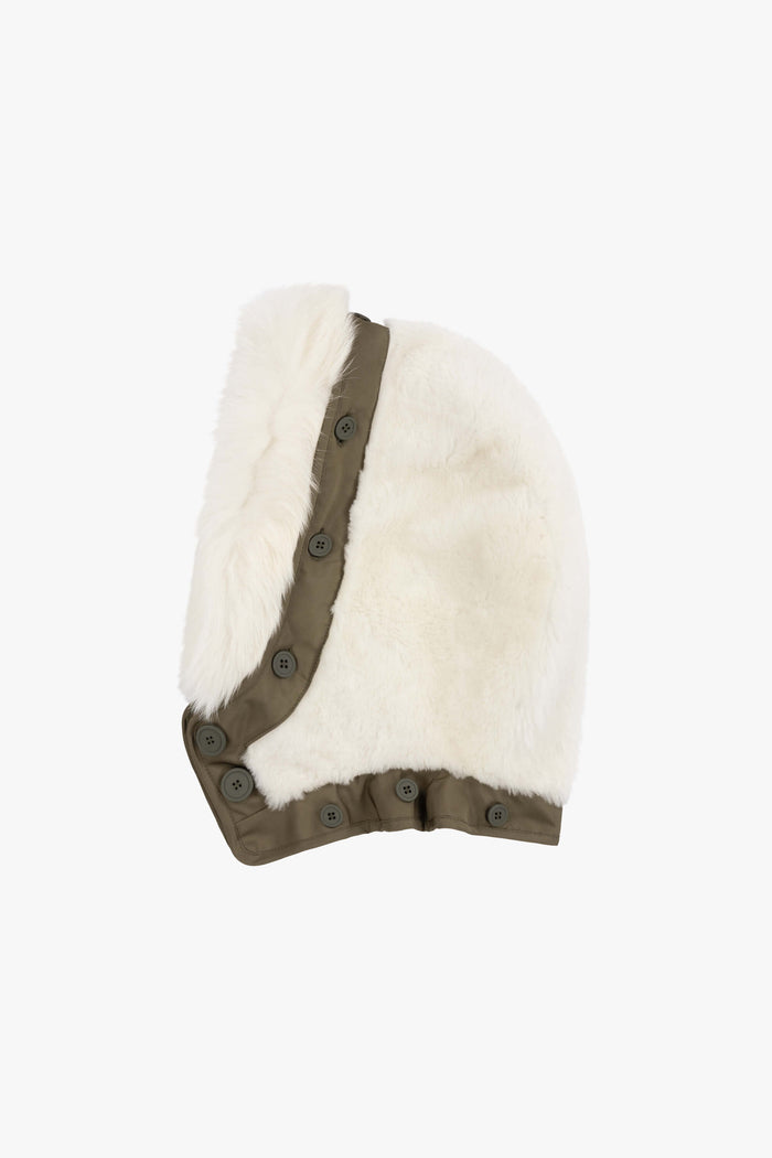 Shearling Leather Hood - Ivory / Dark Olive