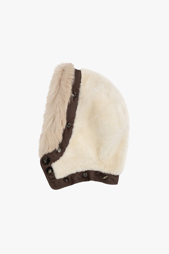 Shearling Leather Hood - Natural / Chocolate