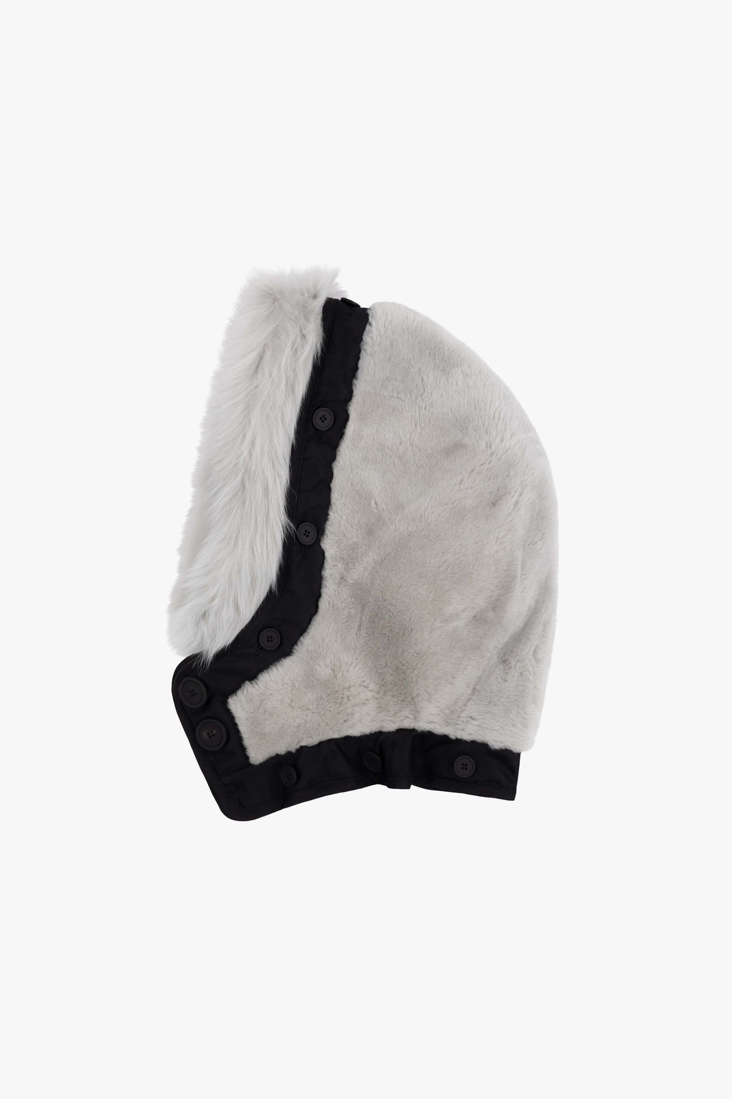 Shearling Leather Hood - Pale Grey / Anthracite