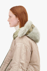 Shearling Quilt Hood - Pale Jade / Pale Sage