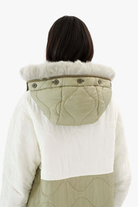 Shearling Quilt Hood - Sky Blue / Pale Sage