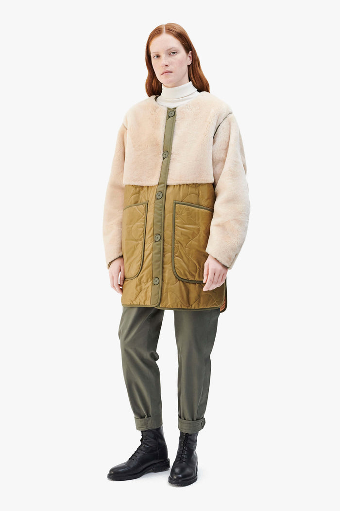 Shearling Quilt Jacket - Blush / Burnt Orange