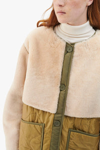 Shearling Quilt Jacket - Blush / Burnt Orange