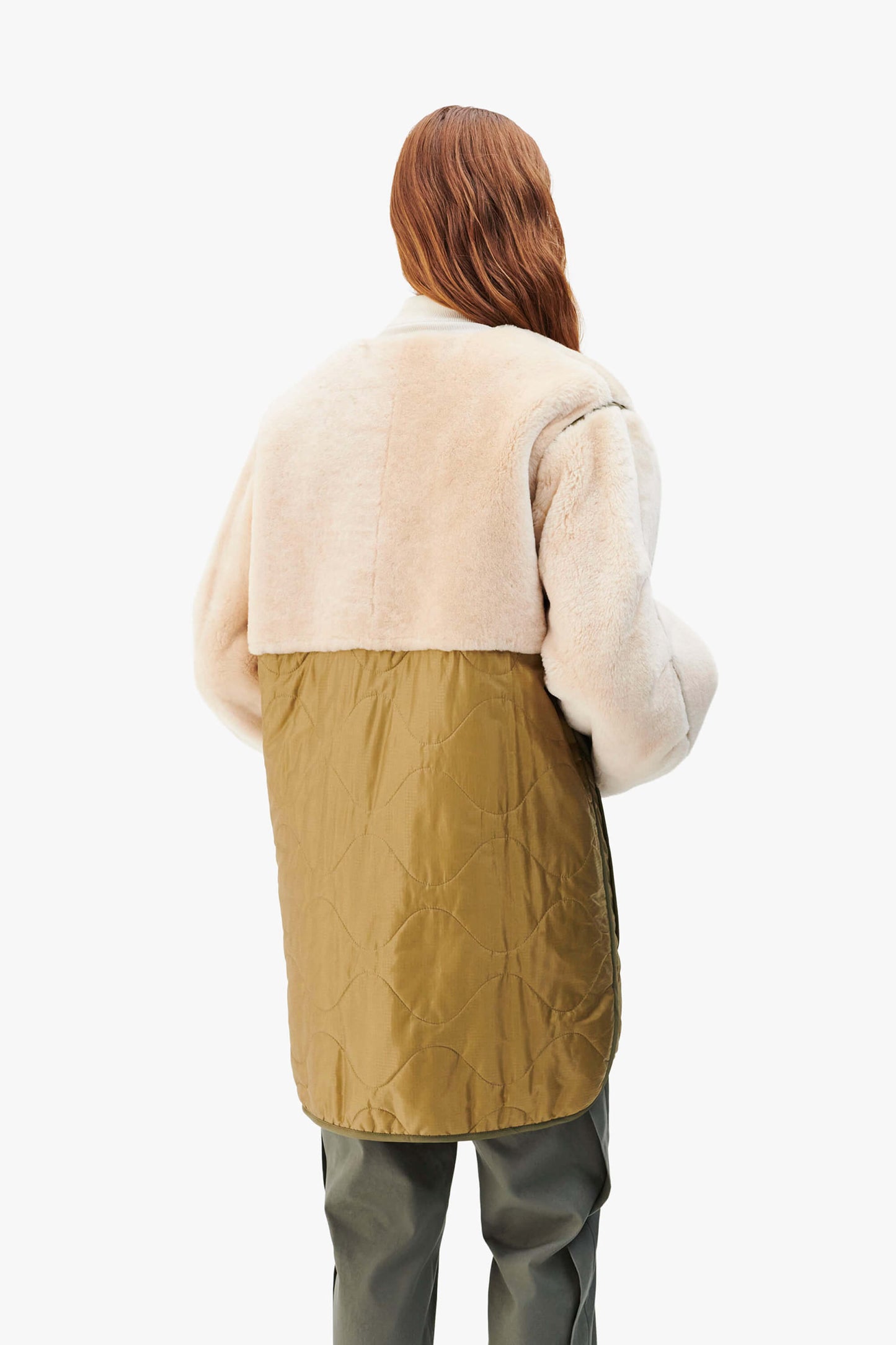 Shearling Quilt Jacket - Blush / Burnt Orange