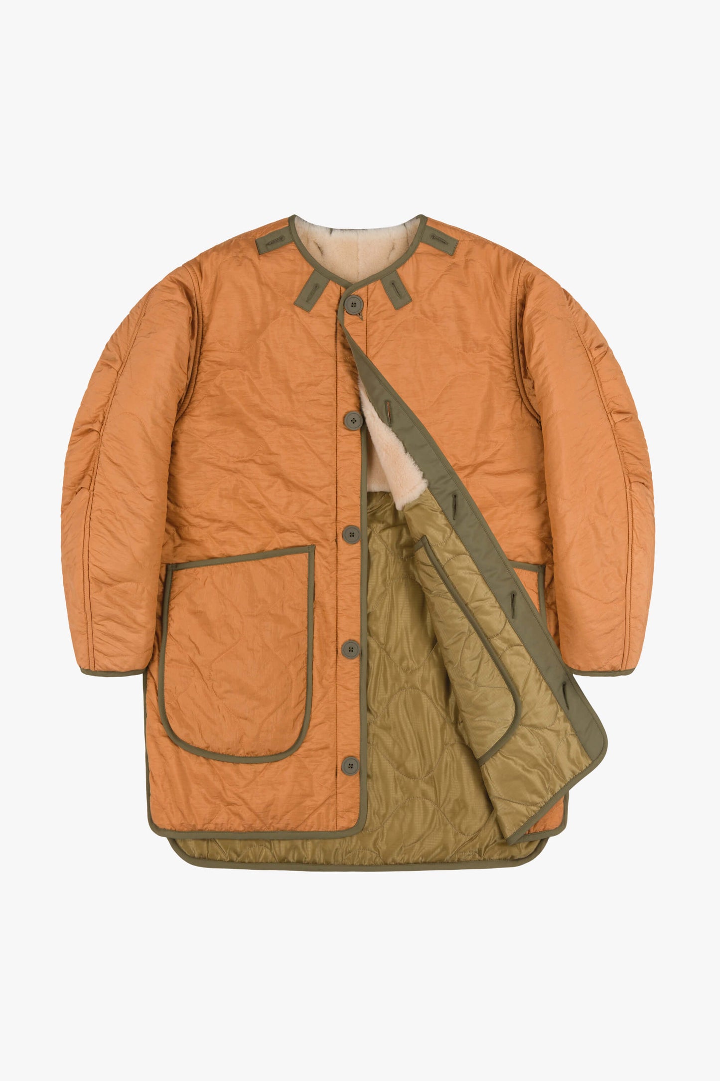 Shearling Quilt Jacket - Blush / Burnt Orange