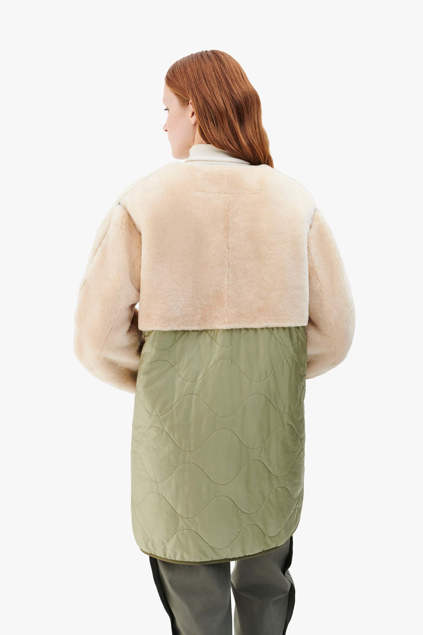 Shearling Quilt Jacket - Blush / Pale Yellow