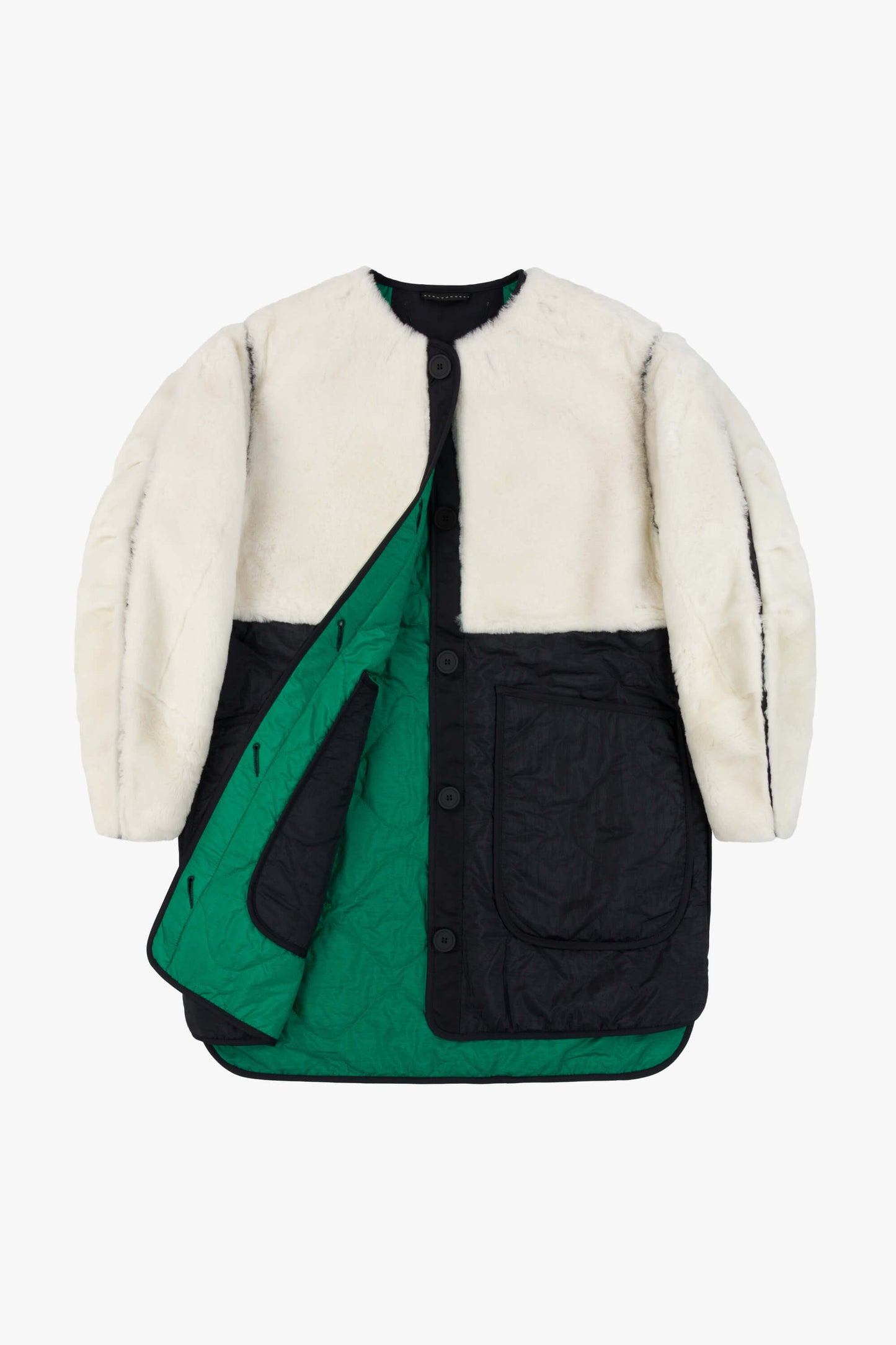 Shearling Quilt Jacket - Natural / Emerald