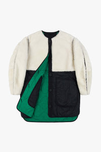 Shearling Quilt Jacket - Natural / Emerald