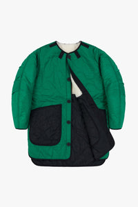 Shearling Quilt Jacket - Natural / Emerald