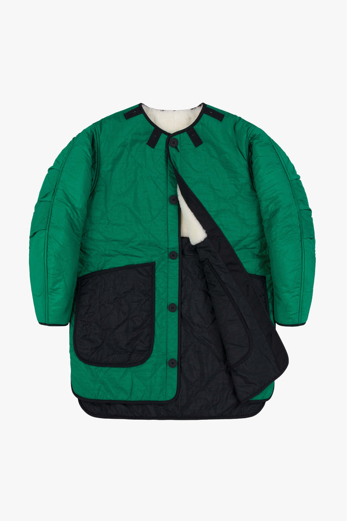 Shearling Quilt Jacket - Natural / Emerald