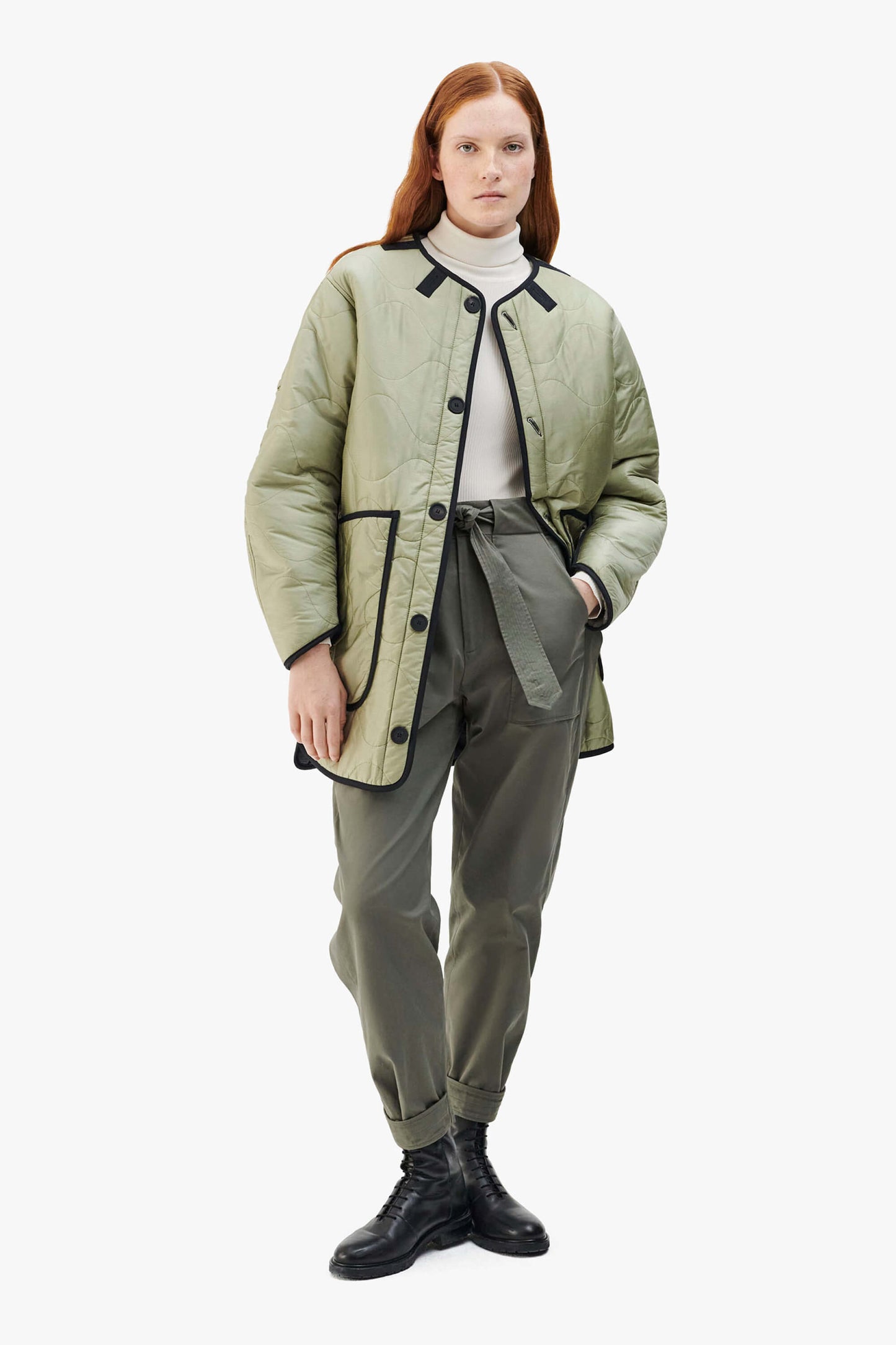 Shearling Quilt Jacket - Pale Jade / Pale Sage