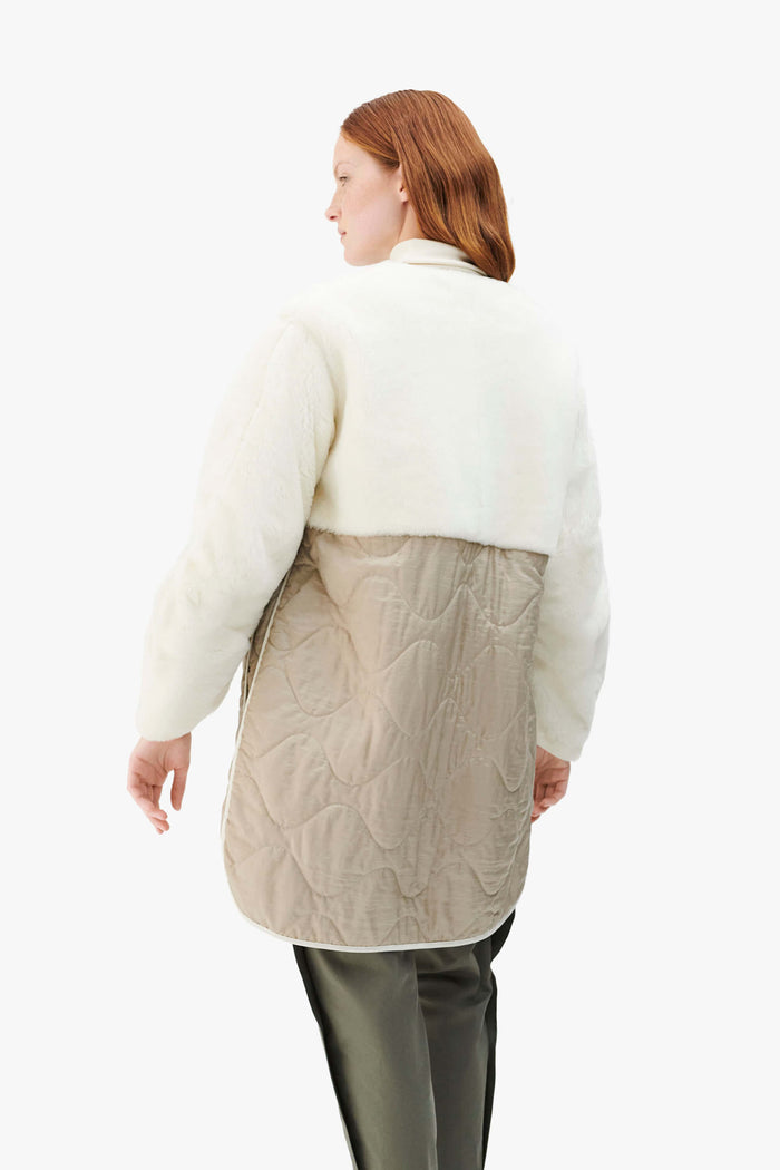 Shearling Quilt Jacket - Stone / White