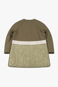 Short Bonded Patchwork Raincoat - Pale Olive / Chartreuse