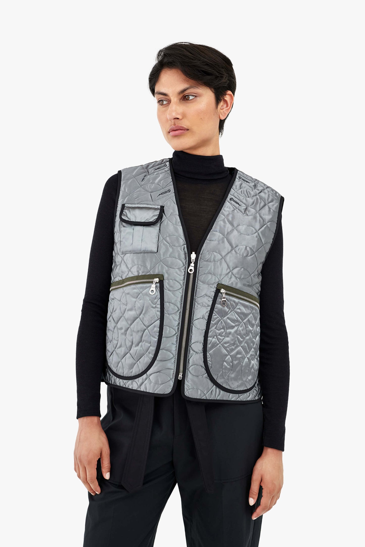 Utility Quilt Vest - Anthracite / Mineral Green